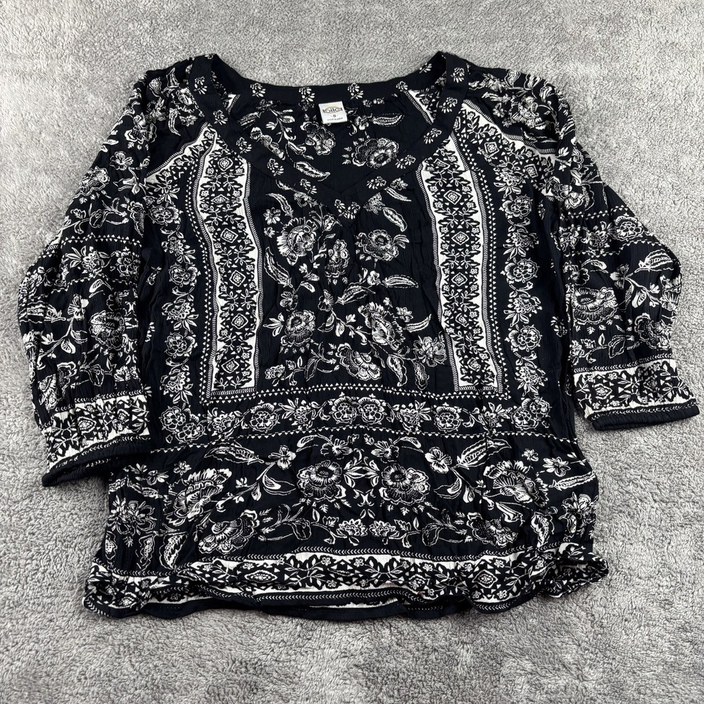 Bila Top Blouse  Womens Small Black Long Sleeve‎ NWT